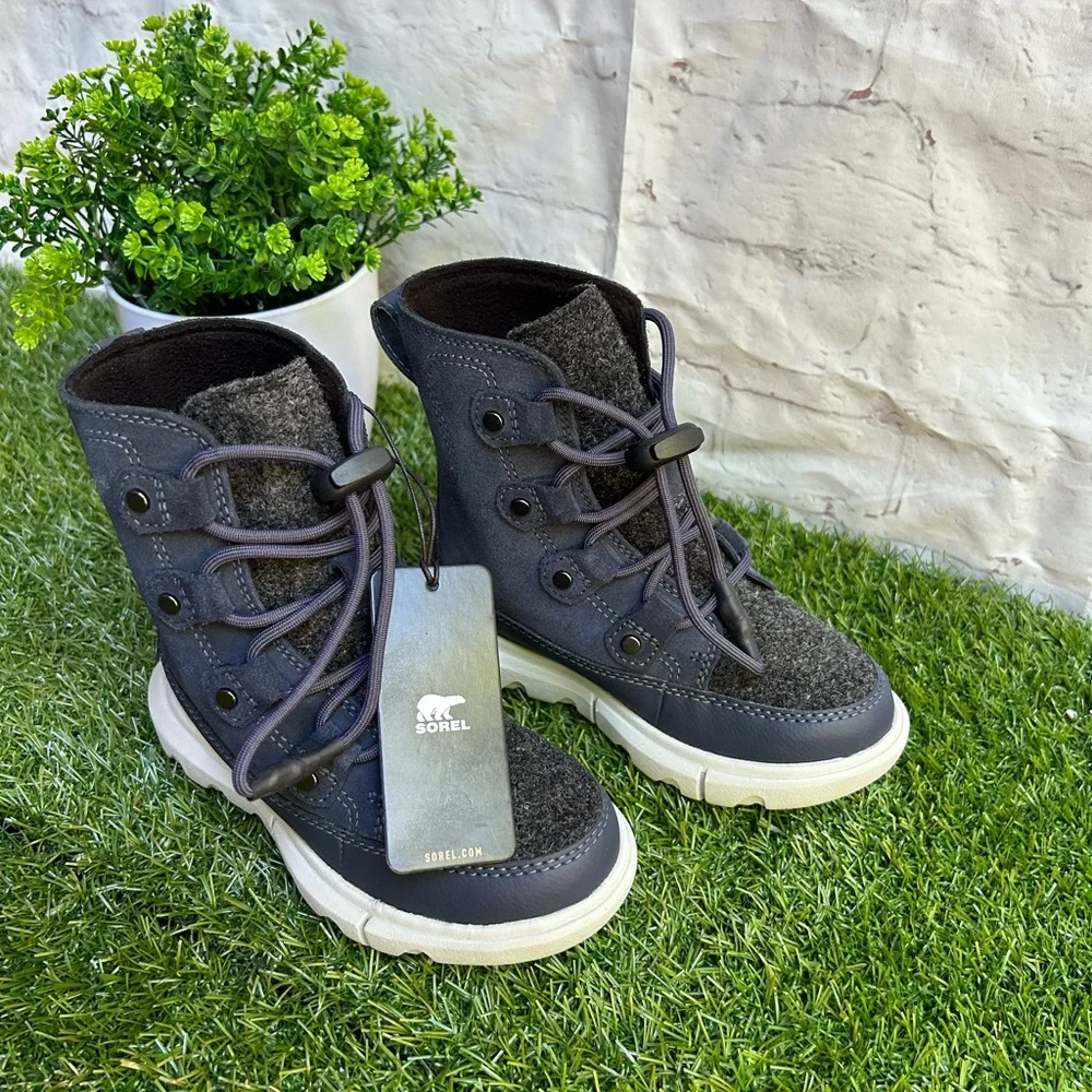 Sorel Kids' Explorer Waterproof Lace-up Boot In India Ink/ Moonstone Size 10 new
